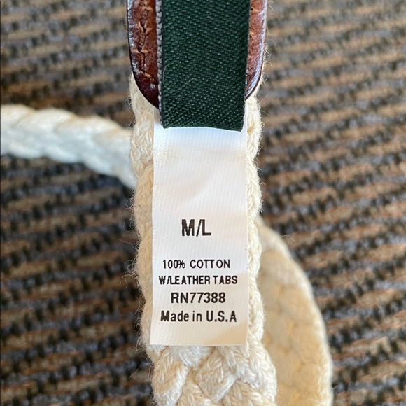 J. Crew Cotton/Leather/Brass Woven Skinny Rope Belt Retro Size M/L Like New - Picture 5 of 5